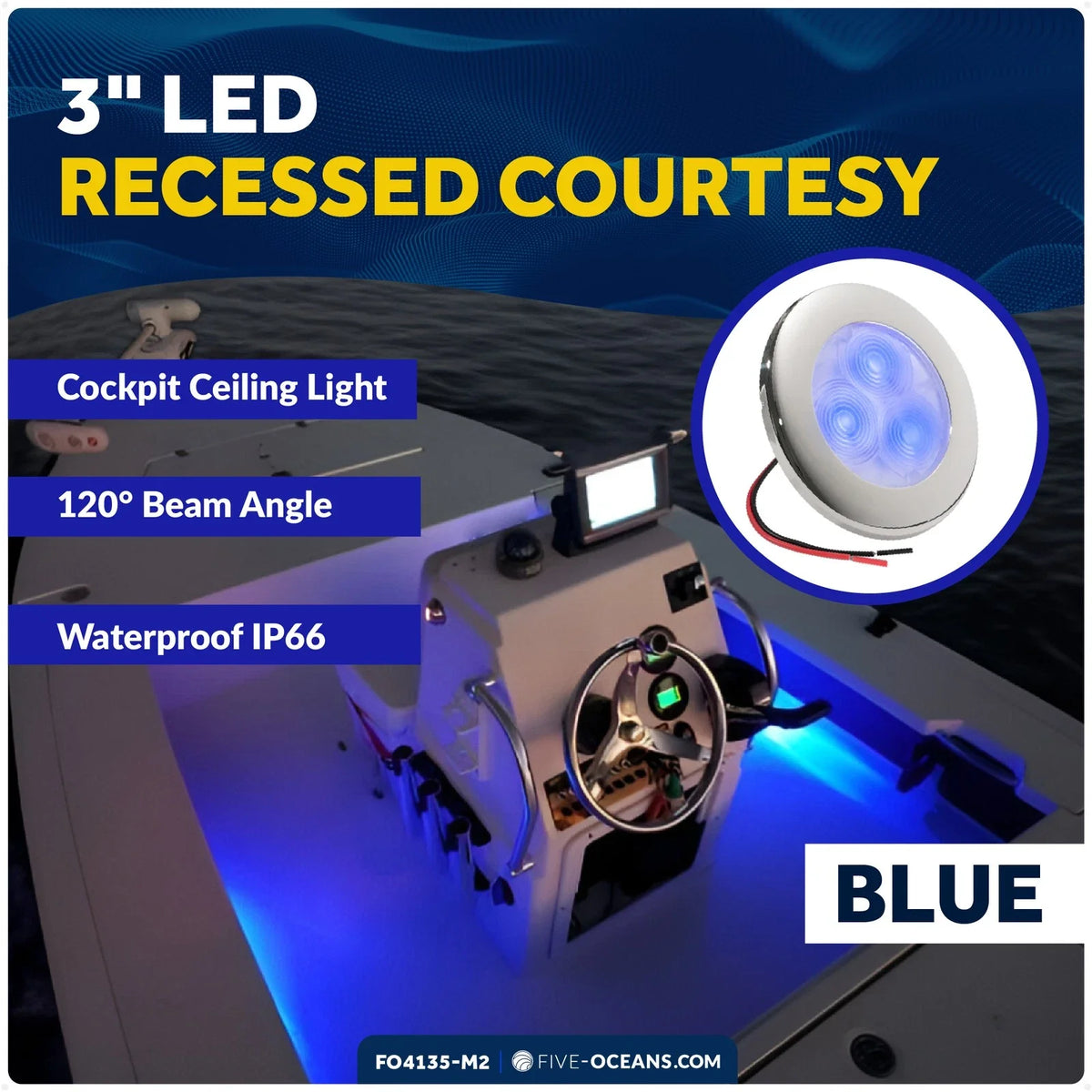 2X LED Marine Courtesy Lights for Boat Ceiling (3 Inch)