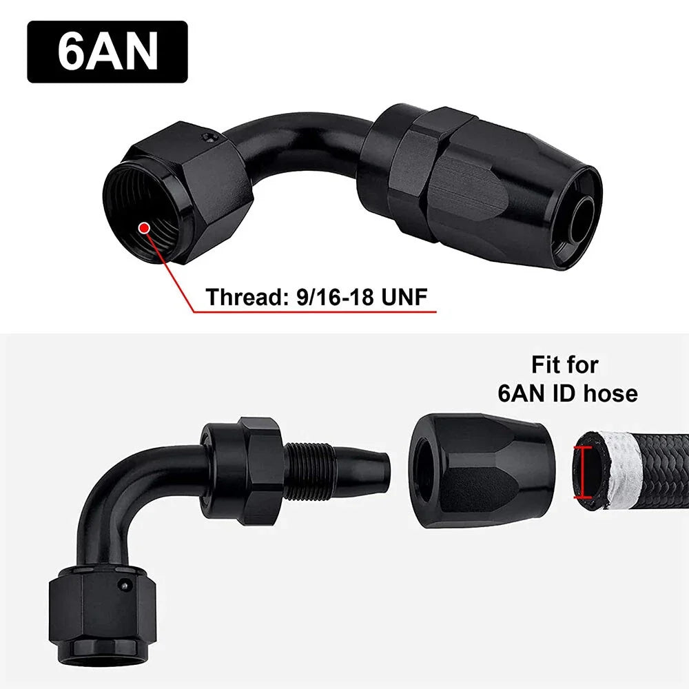 Swivel Hose End Fitting AN8 90 Degree for Oil/Fuel Lines