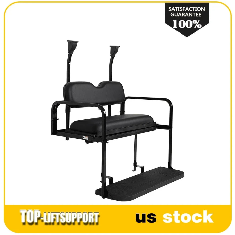 Rear Flip Seat Kit for Club Car Precedent (2004–Present) - Black Cushions