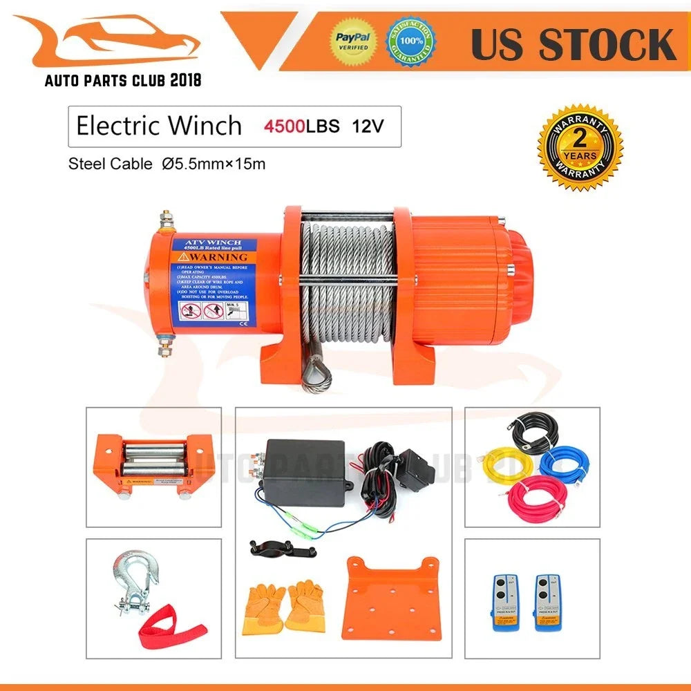 Electric Recovery Winch for Truck Trailer SUV (4500LBS)