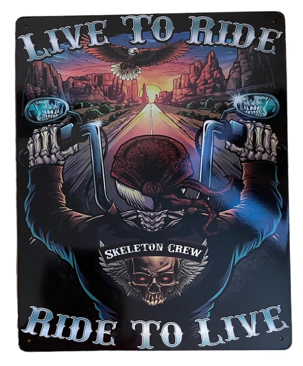 Skeleton Crew Motorcycle Club Tin Metal Wall Sign for Cruiser (N/A)