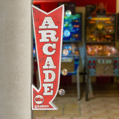 LED Double Sided Arrow Sign for Game Room Bar Man Cave (Retro)