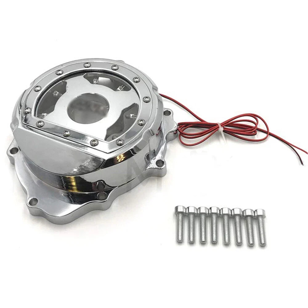 Blue LED Chrome Left Engine Stator Cover for Honda CBR600RR 2003-2019