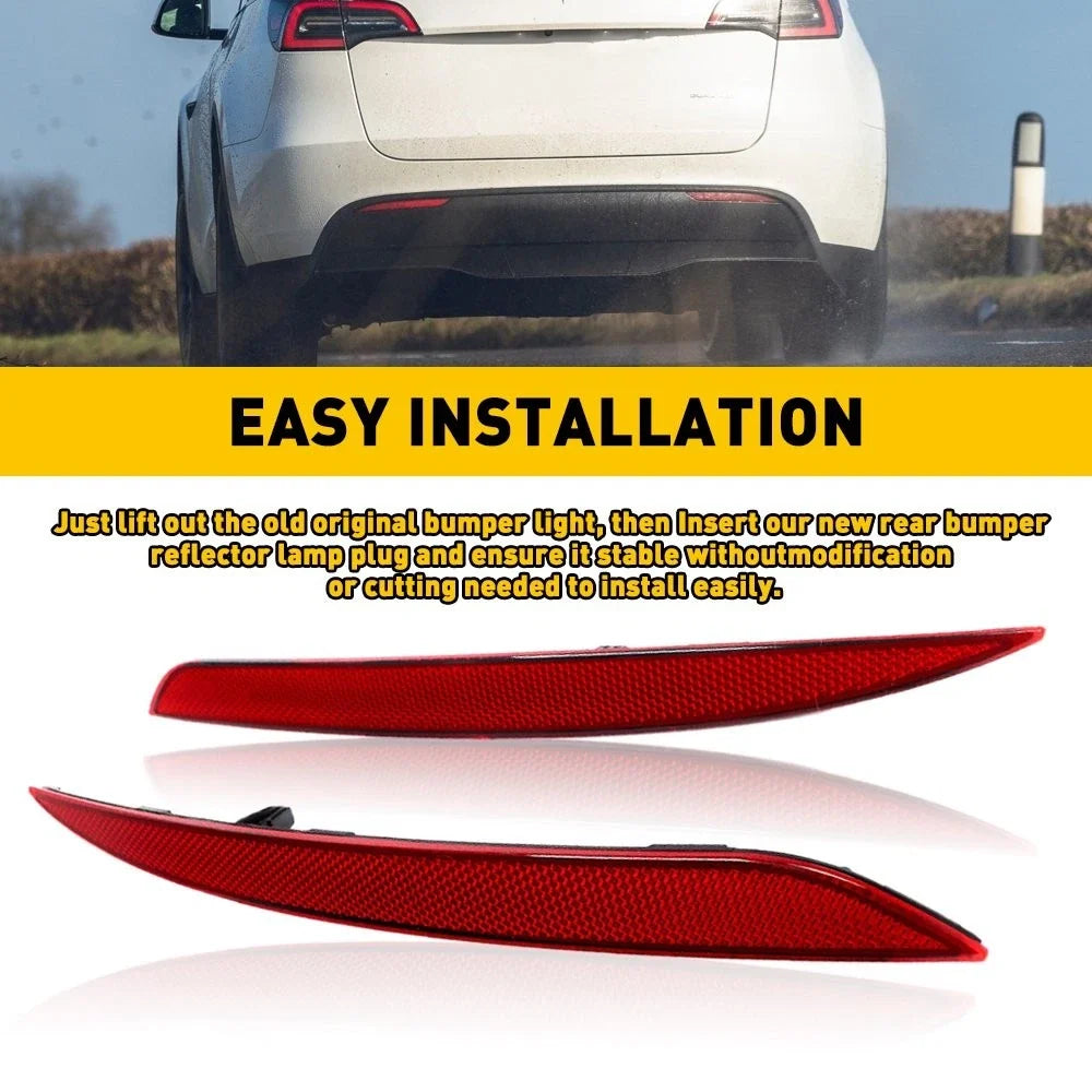 2Pcs Rear Bumper Reflector Tail Light for Tesla Model Y (2020–2022)