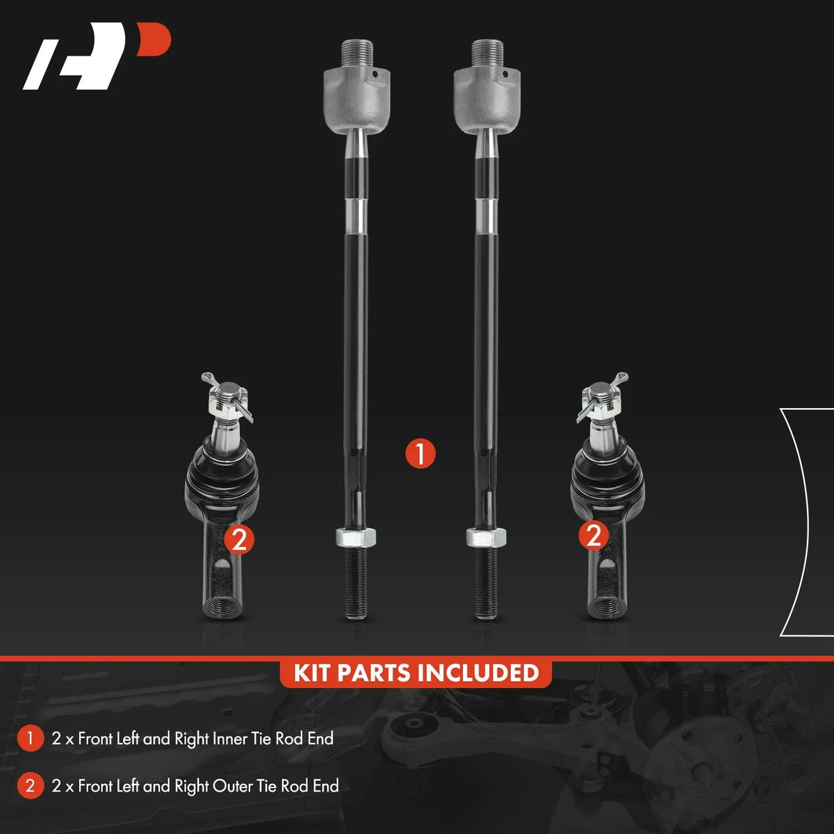 Tie Rod Ends Set of 4 for Nissan Pathfinder (1996-2004) - Front Inner & Outer