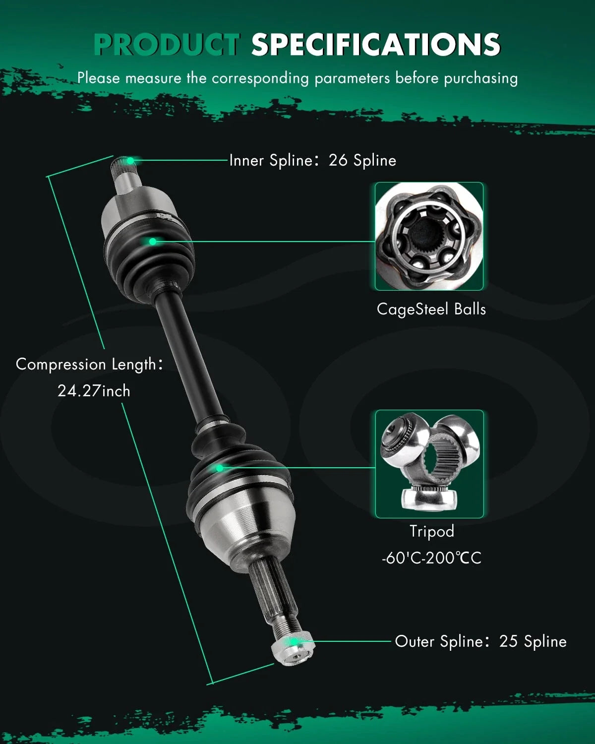 Front Left CV Axle for Ford Focus (2000–2005) 5S4Z3B437AA