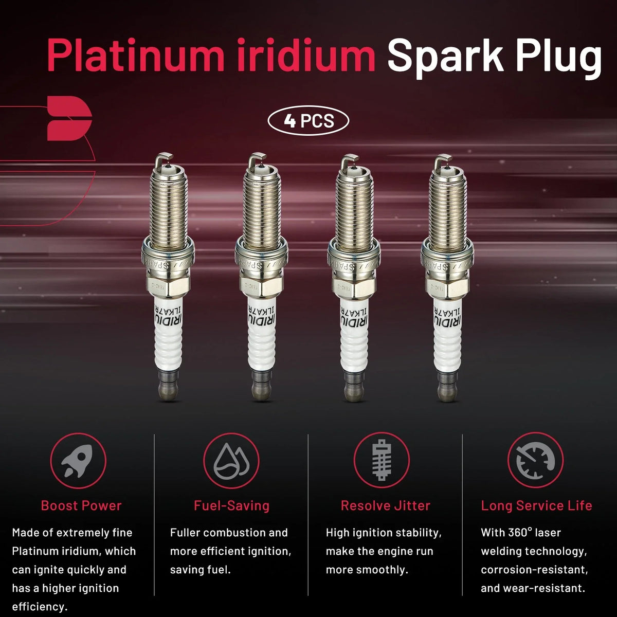 4-Pack Iridium Spark Plugs XP5682 for 2016-2020 Subaru iA