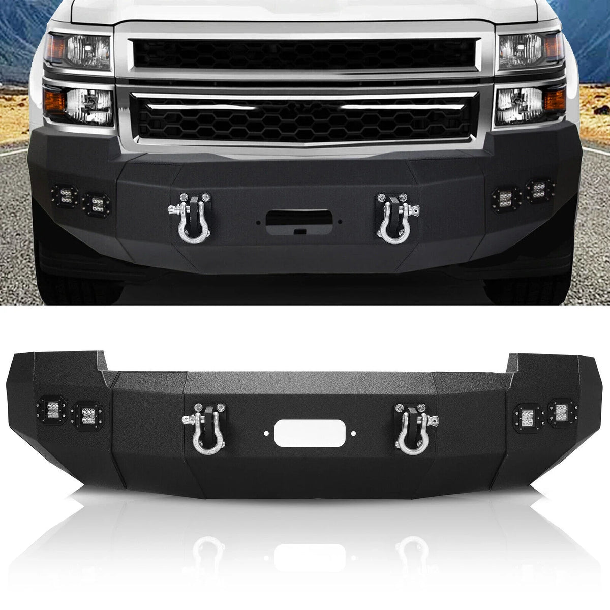 Front Bumper w/Winch & D-ring for Silverado 1500 (2014-2015) LED Light