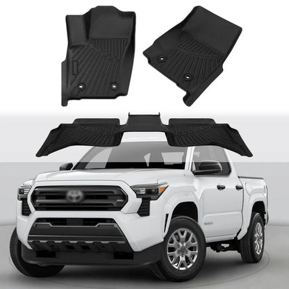 Set of 3 Floor Mats for Toyota Tacoma Double Cab (2024–2025) All Weather Liners