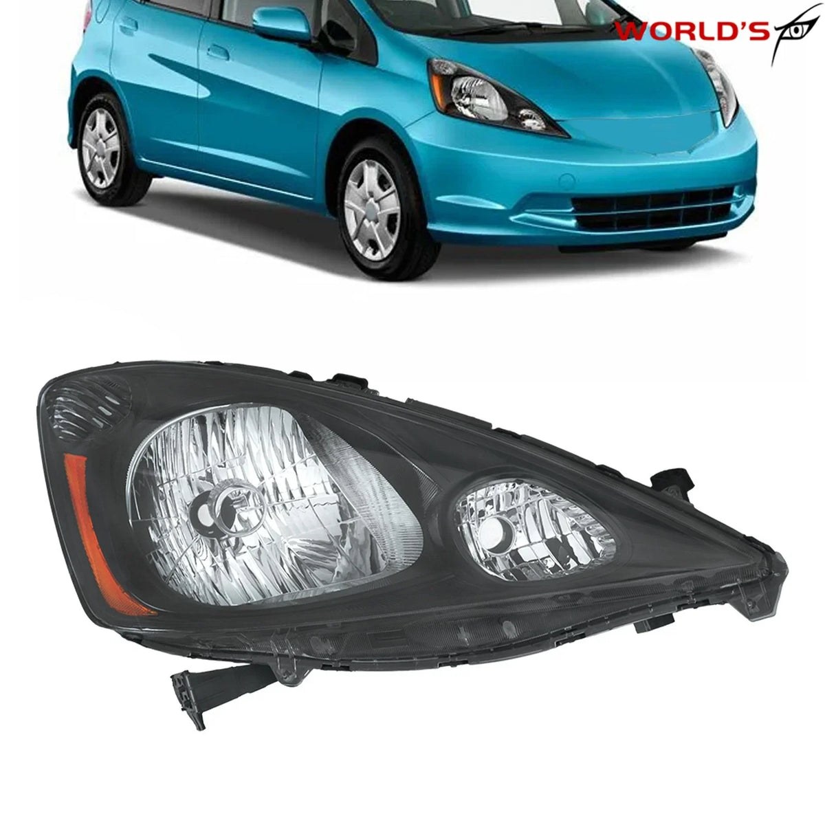 Right Halogen Headlight for Honda Fit Sport (2009–2011) Black