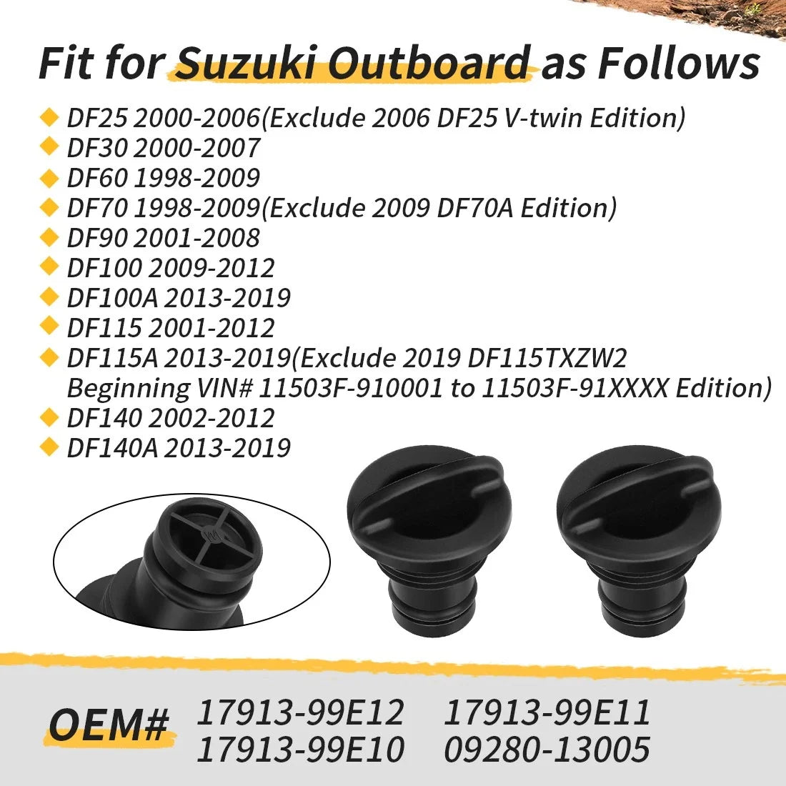 Water Flush Plug & Gasket Pair for Outboard Suzuki 25-140 HP