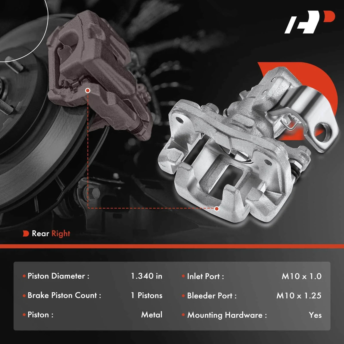 Brake Caliper with Bracket for Rear Right of Honda Civic 2006-2015