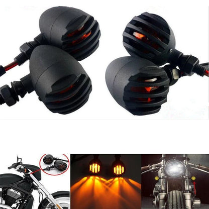 4X Motorcycle Grill Bullet Turn Signal Tail Light Indicator Blinker Universal