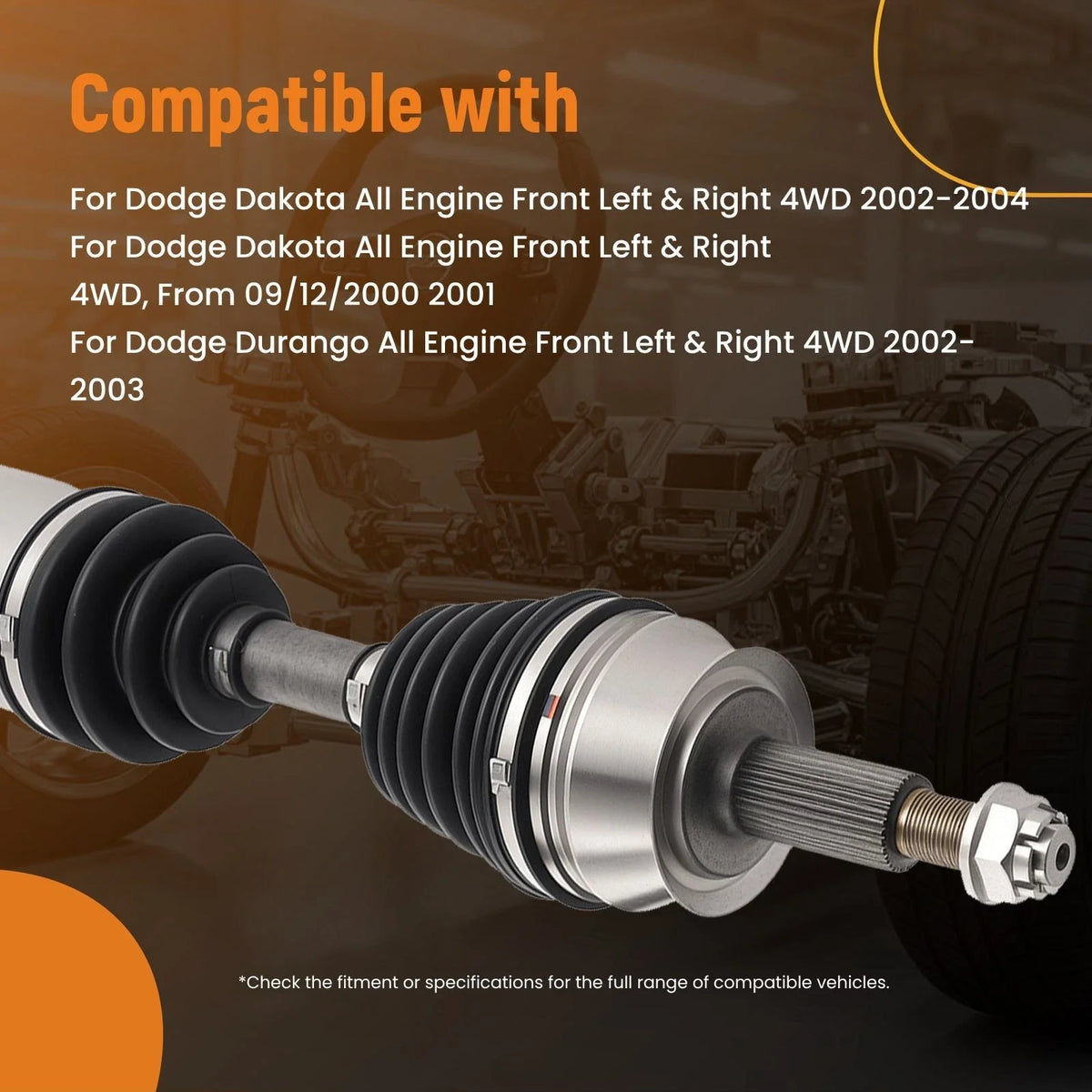 2X CV Axle Assembly for Dodge Dakota Durango 4WD (2001–2004) LH & RH