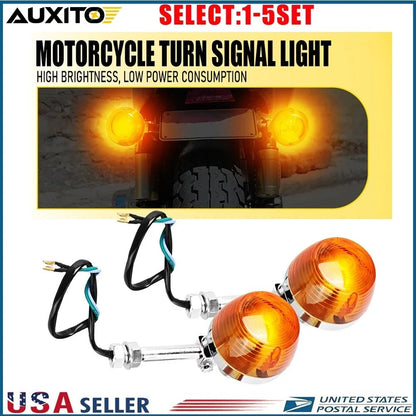 Amber Halogen Turn Signal Indicator Lights Set for Universal Motorcycle 12V