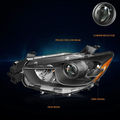 Black Housing Projector Headlight for Mazda CX-5 (2013–2016)