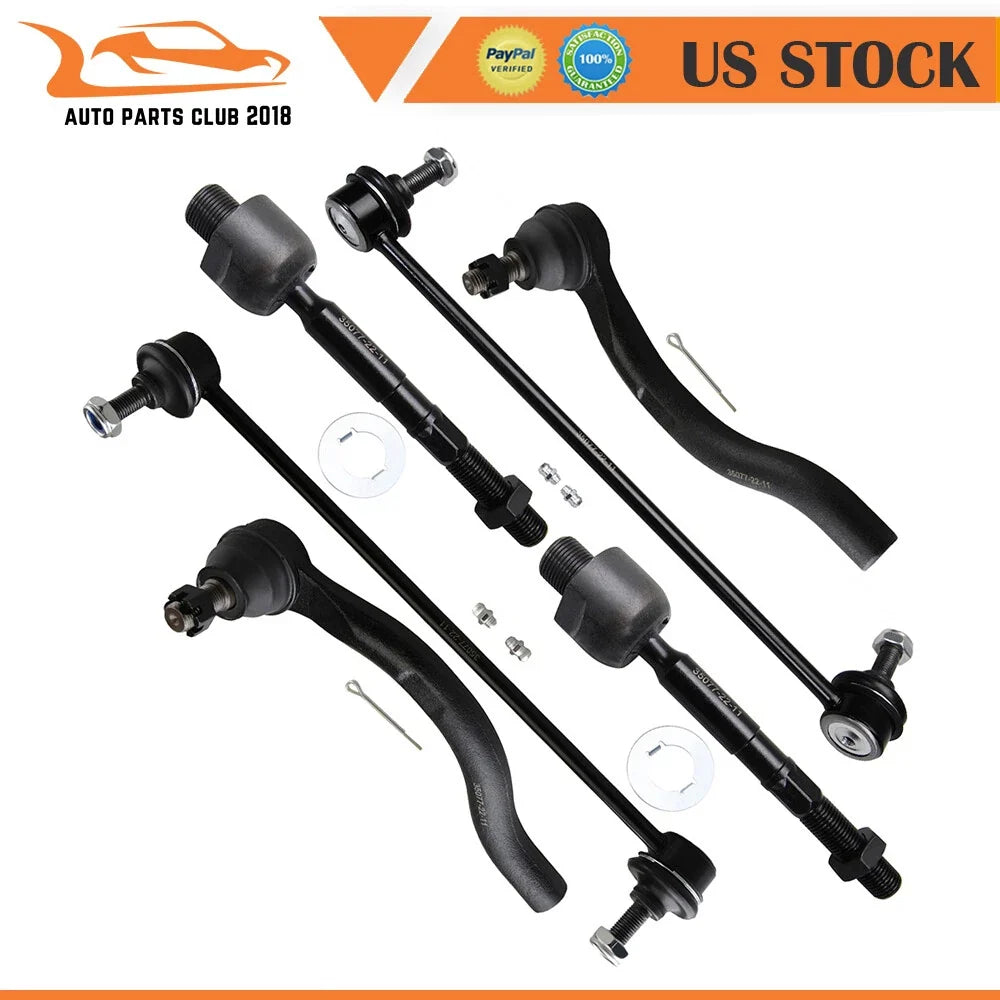 Set of 6 Front Steering Tie Rod Ends for Acura ILX (2013–2022)