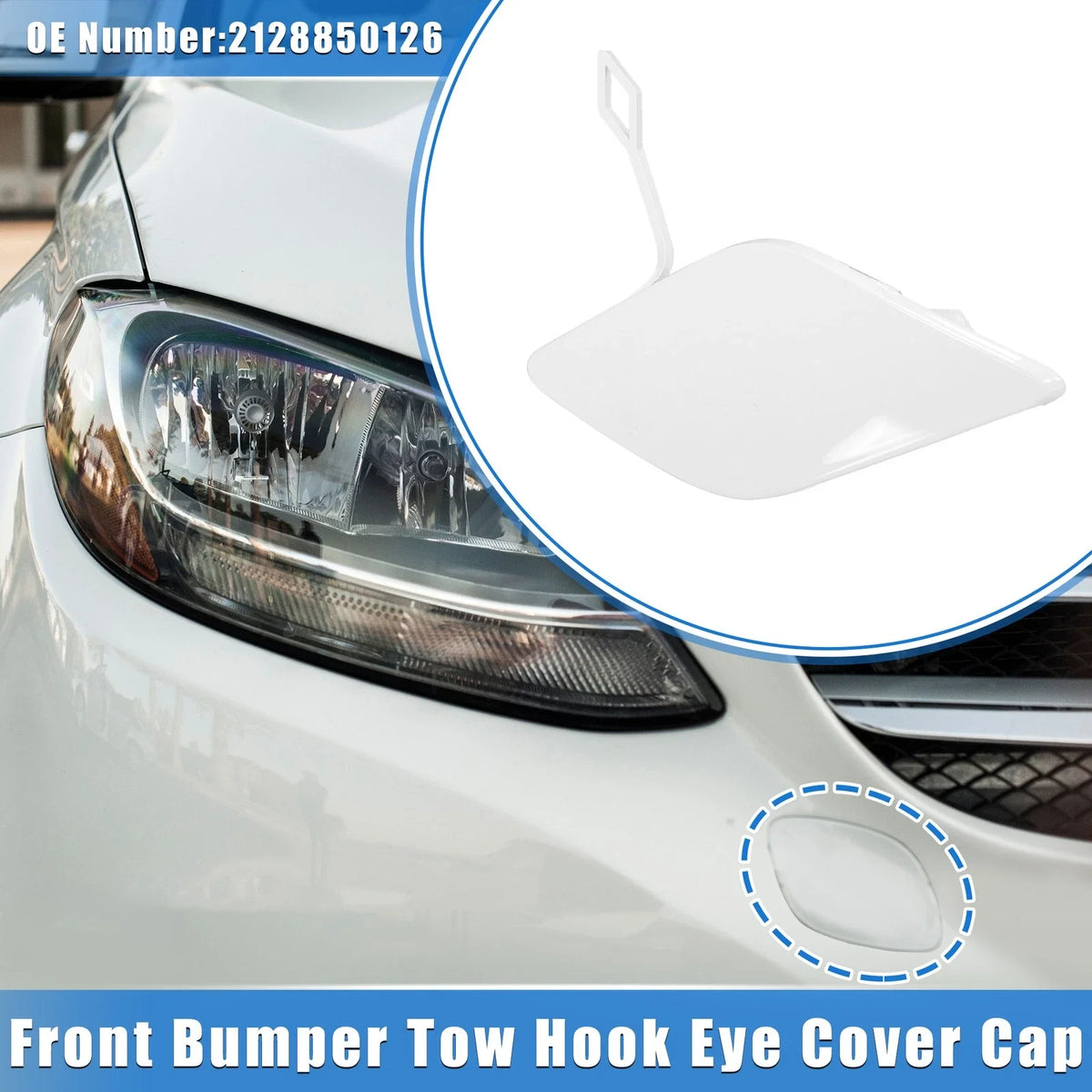 Tow Hook Eye Hole Cap for Mercedes-Benz E350 (2010–2013) White
