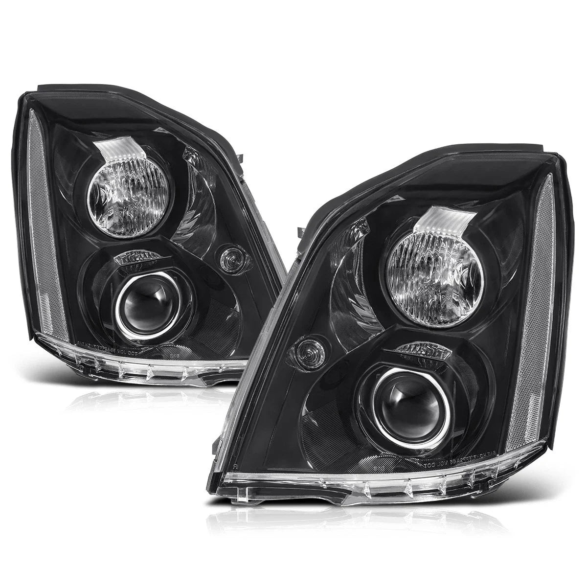 HID Projector Headlight for Cadillac DTS (2006–2011) - Clear Corner Black