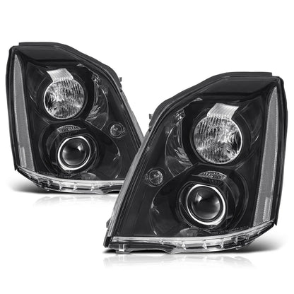 HID Projector Headlight for Cadillac DTS (2006–2011) - Clear Corner Black