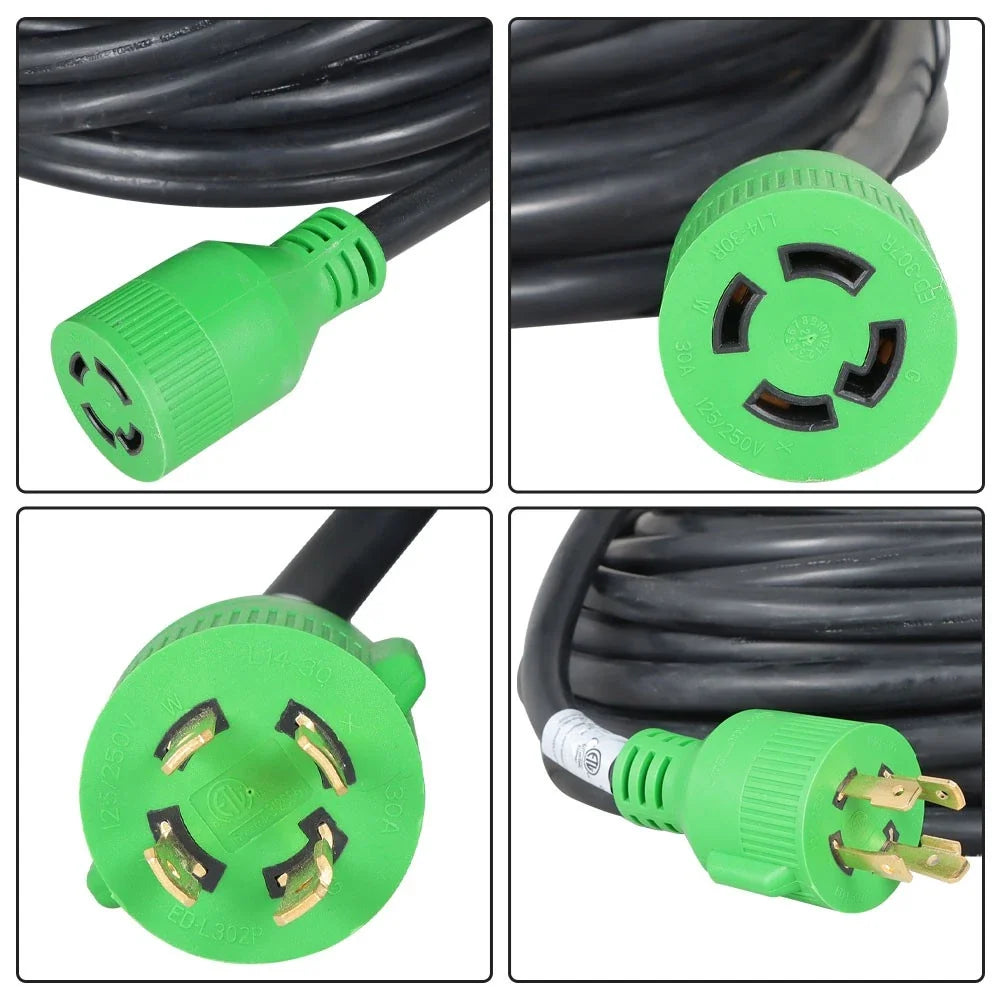 10 Gauge 30 Amp Generator Extension Cord 100 Ft with 4 Prong Adapter