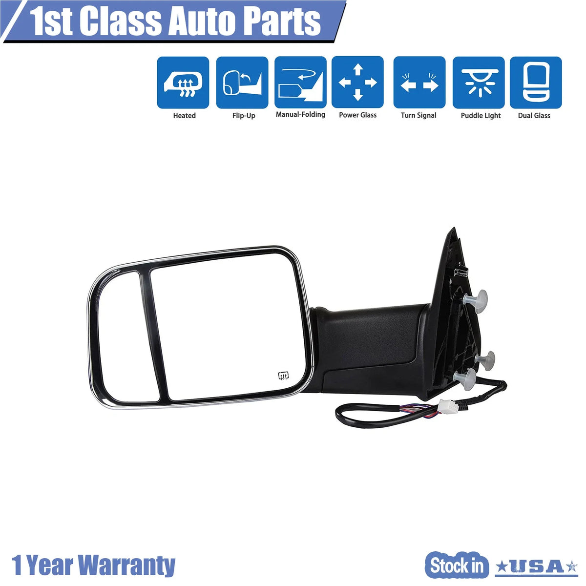 Left Heated Power Towing Mirror for Ram 1500 2500 3500 (2013–2018)