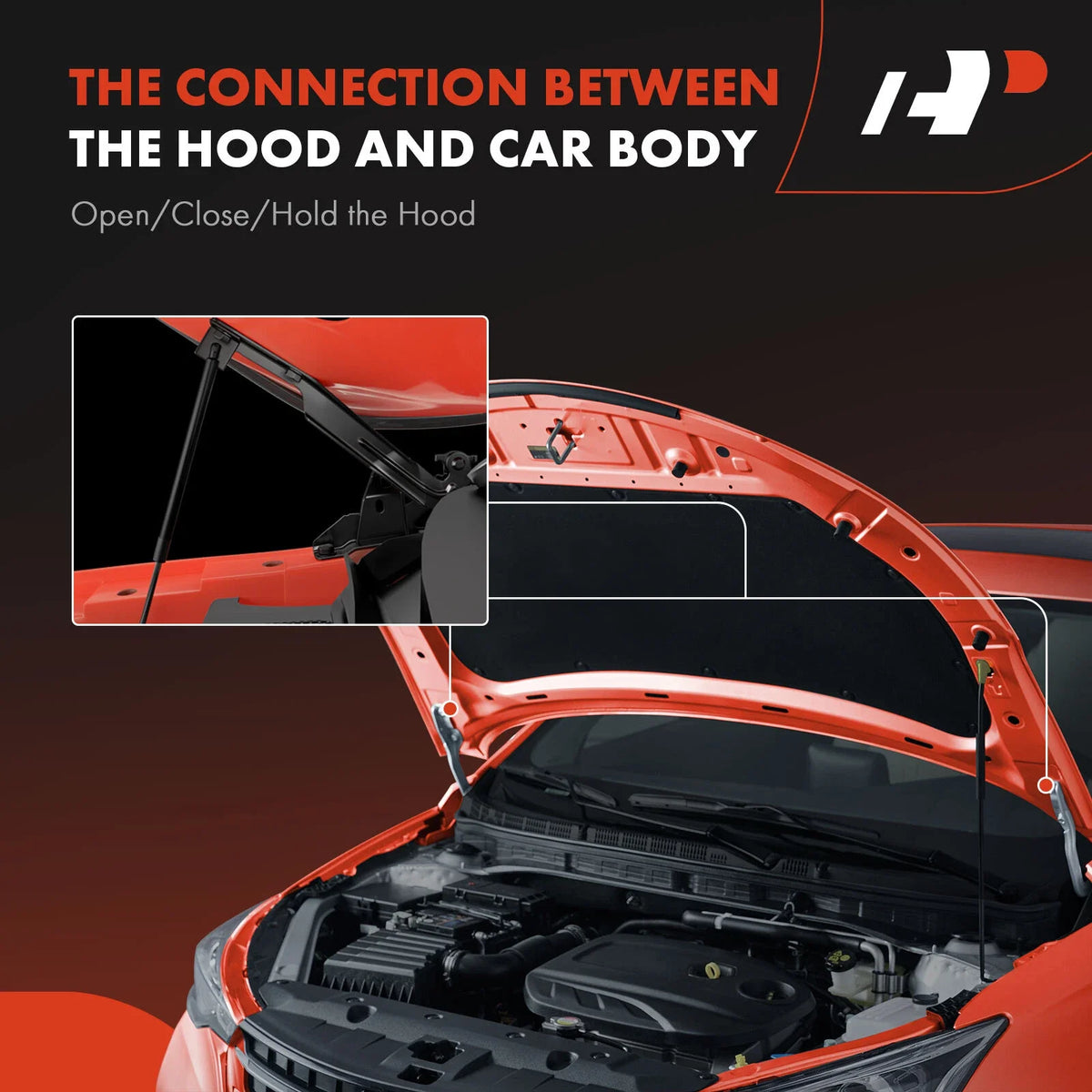 Pair of 2 Hood Hinges for Nissan Rogue (2014-2020)