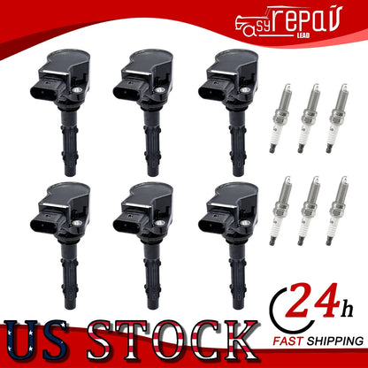 6 Ignition Coils with Spark Plugs for Mercedes-Benz C350 3.5L V6 (2005)