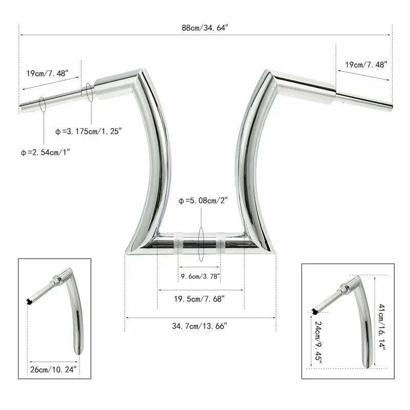 2" Rise 16" Chrome Hanger Handlebars for Harley Sportster Softail