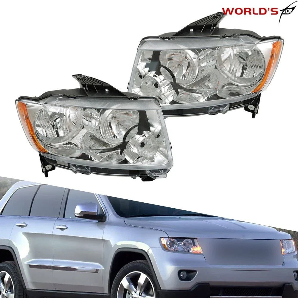 Set of 2 Halogen Headlights for Jeep Grand Cherokee, Compass (2011–2017)