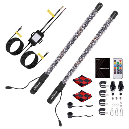 RGB 2X 2FT Spiral LED Whip Light Antenna for RZR Can-Am X3 UTV