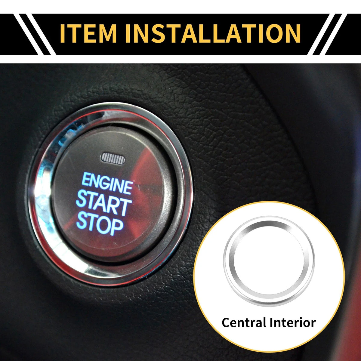 Engine Start Stop Button Knob Cover Ring for Ford Maverick (2022) Silver Tone