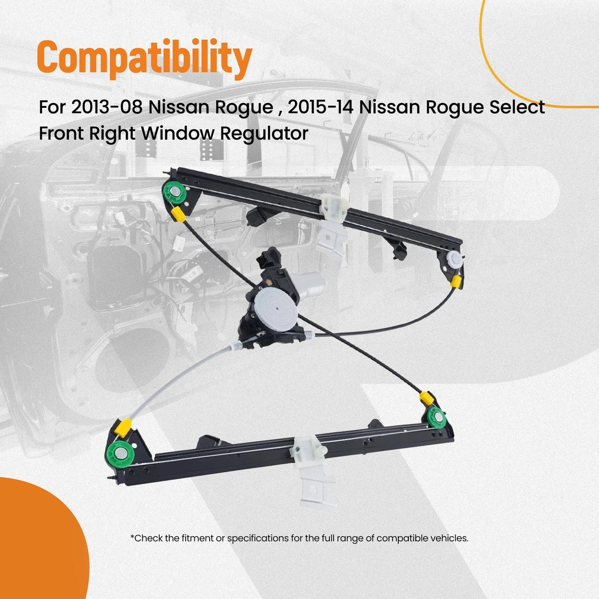 Front Right Power Window Lifter for Nissan Rogue Select 2014-2015