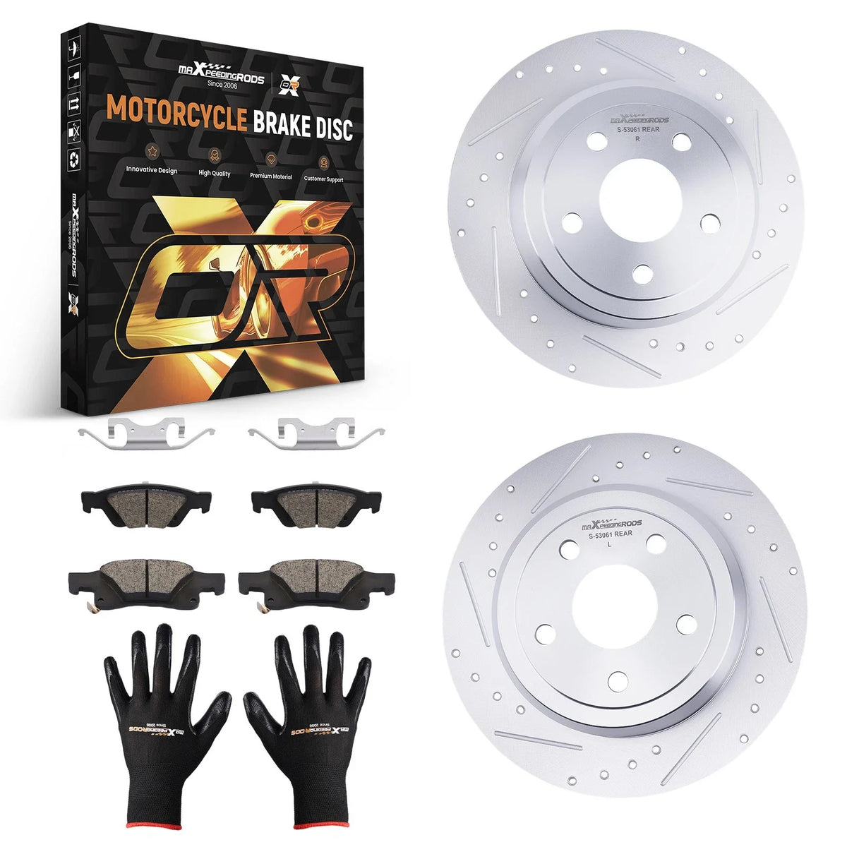 Set of 2 Rear Brake Rotors and Ceramic Pads for Dodge Durango (2011–2020)