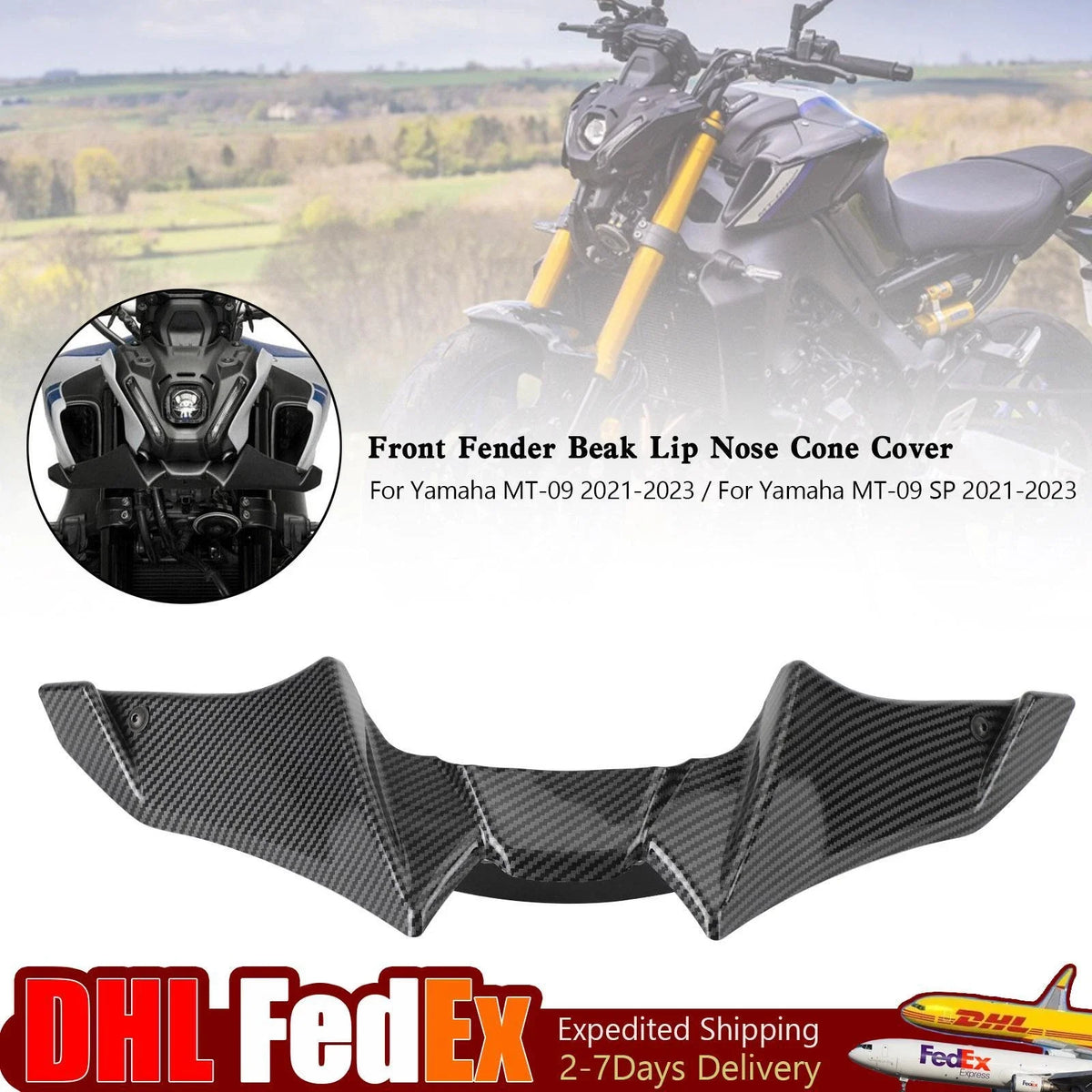 Front Fender Beak Lip Nose Cone Spoiler for Yamaha MT-09 SP (2021–2023)