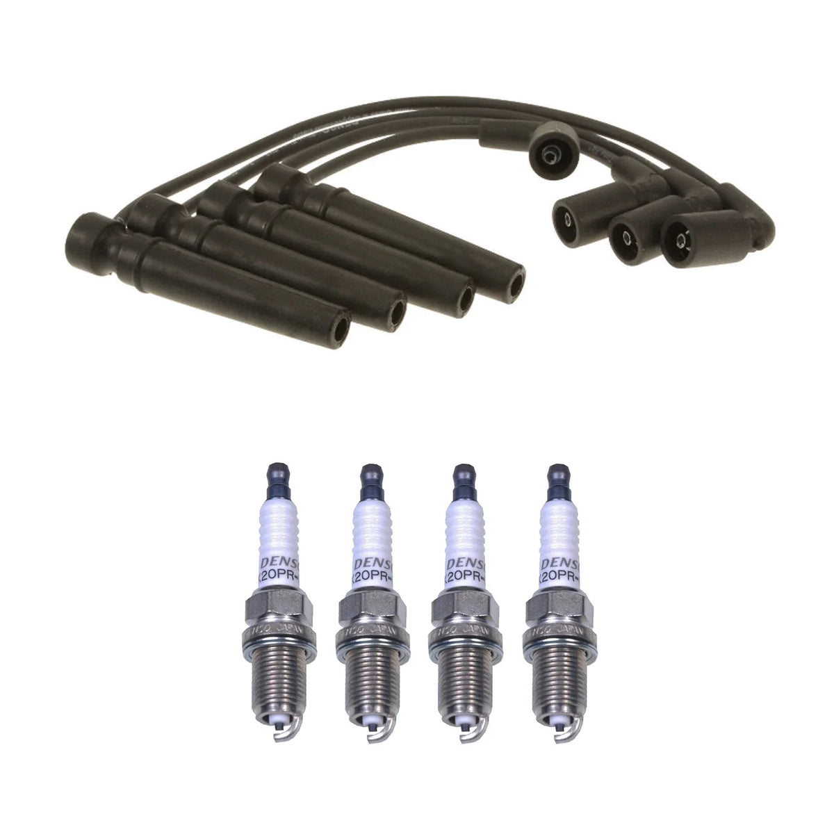 Denso 7mm Wire Set & 4 U-Groove Spark Plugs for Chevy Aveo5 (2004–2011)