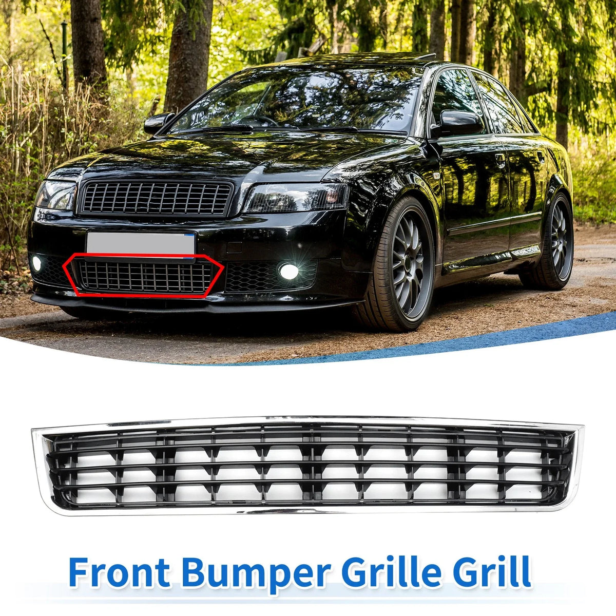 Front Lower Bumper Grille for Audi A4 B6 (2003–2005) No.8E080764701C Black