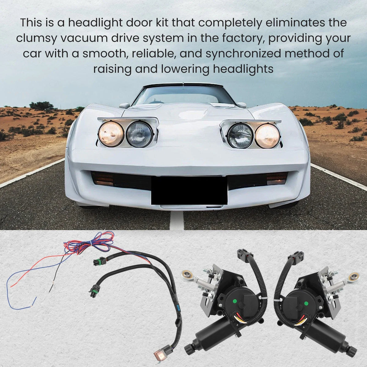 Headlight Conversion Kit (Electric) for 1975-1976 Corvette Stingray C3