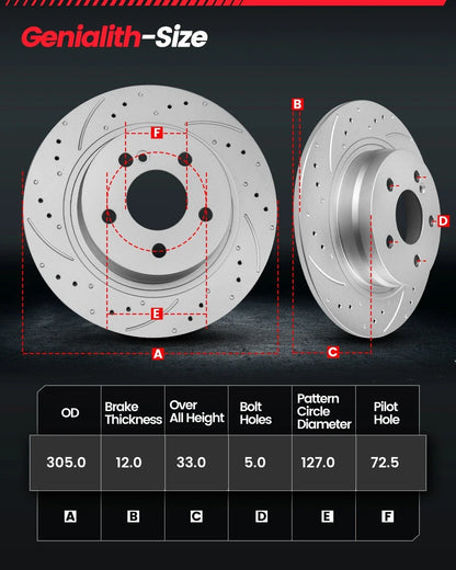 2012-2016 Dodge Journey Rear Brake Pads & Rotors Kit