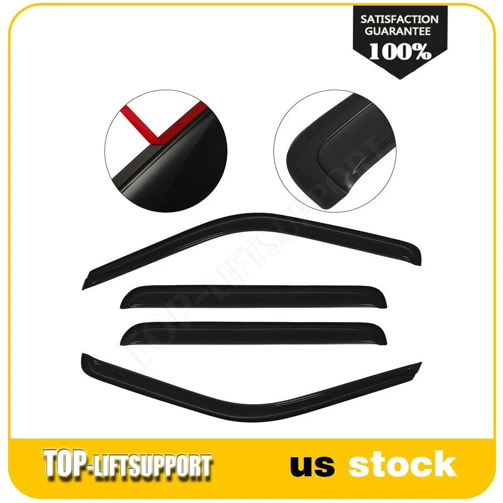 Wavy UV Window Visor Vent Shade Rain Guard for Chevy GMC C/K 1500 Crew Cab