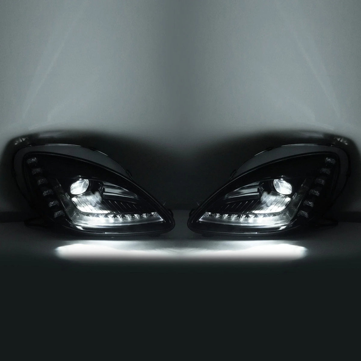 Black/Chrome LED Sequential Projector Headlight for Chevy Corvette C6 (2005–2013)