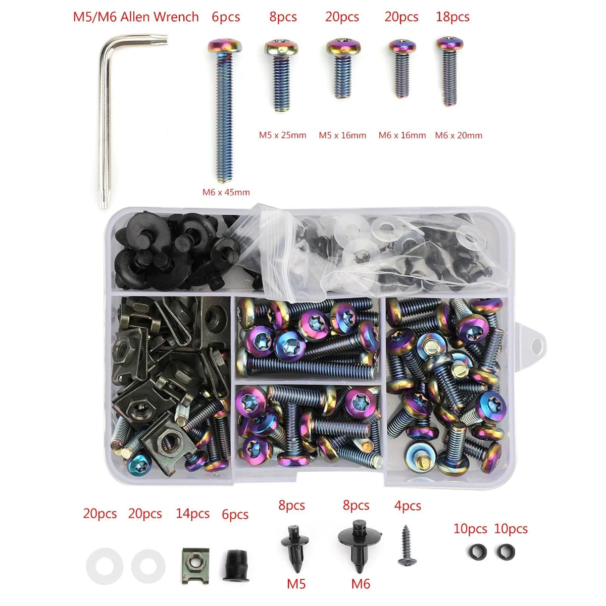 173 PCS Windscreen Fairing Bolt Kit for Motorcycle (Universal)