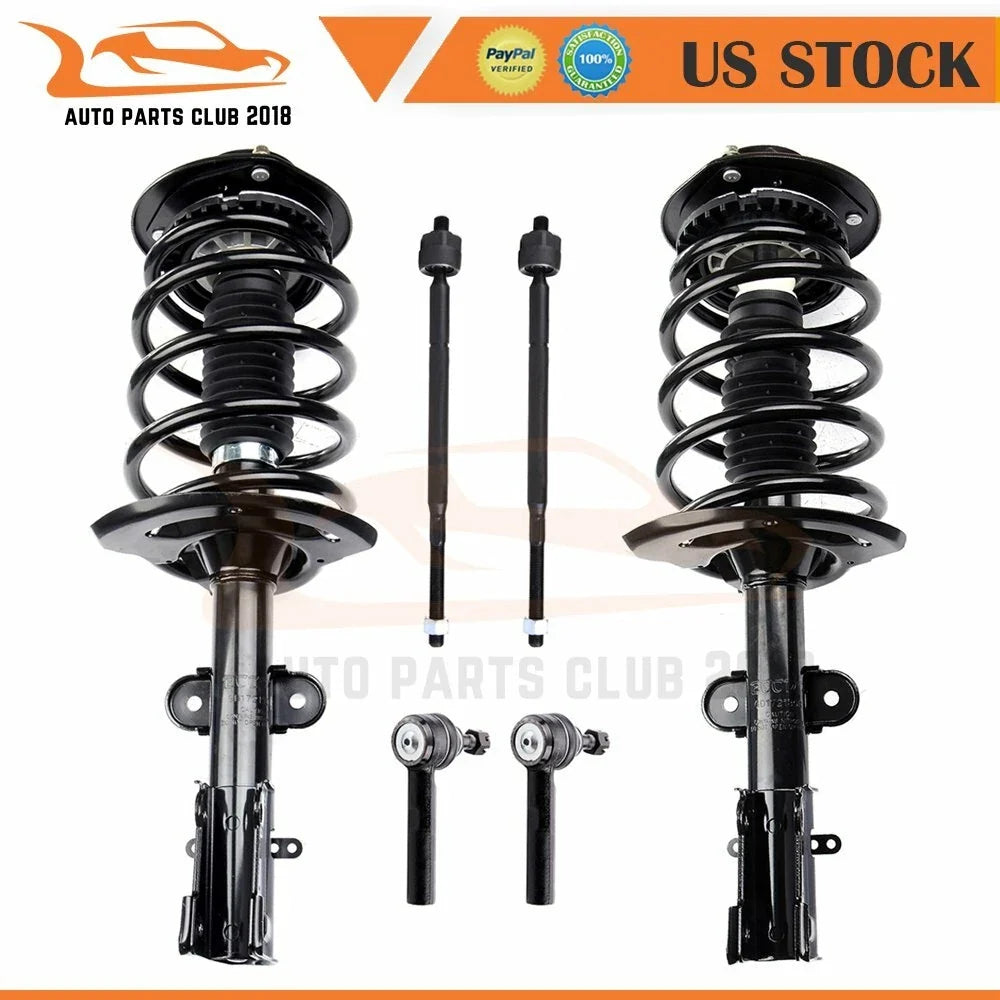Set of 6 Suspension Front Struts Control Arms Tie Rods for Chrysler Pacifica (2004–2008)