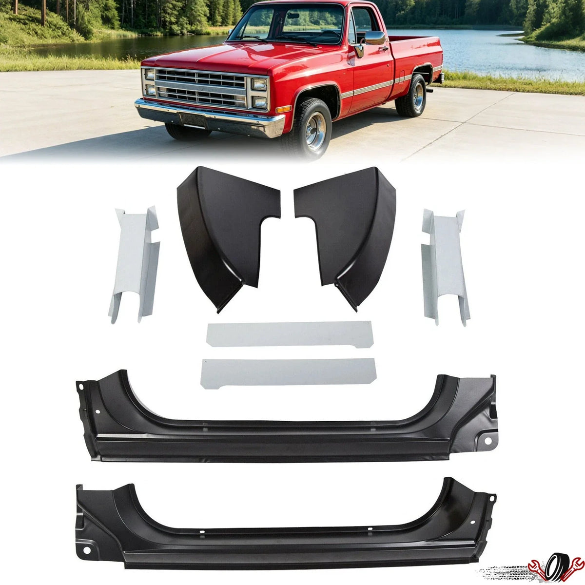 Set of 2 Inner & Outer Rocker Panels for Chevy GMC C/K 1973–1987