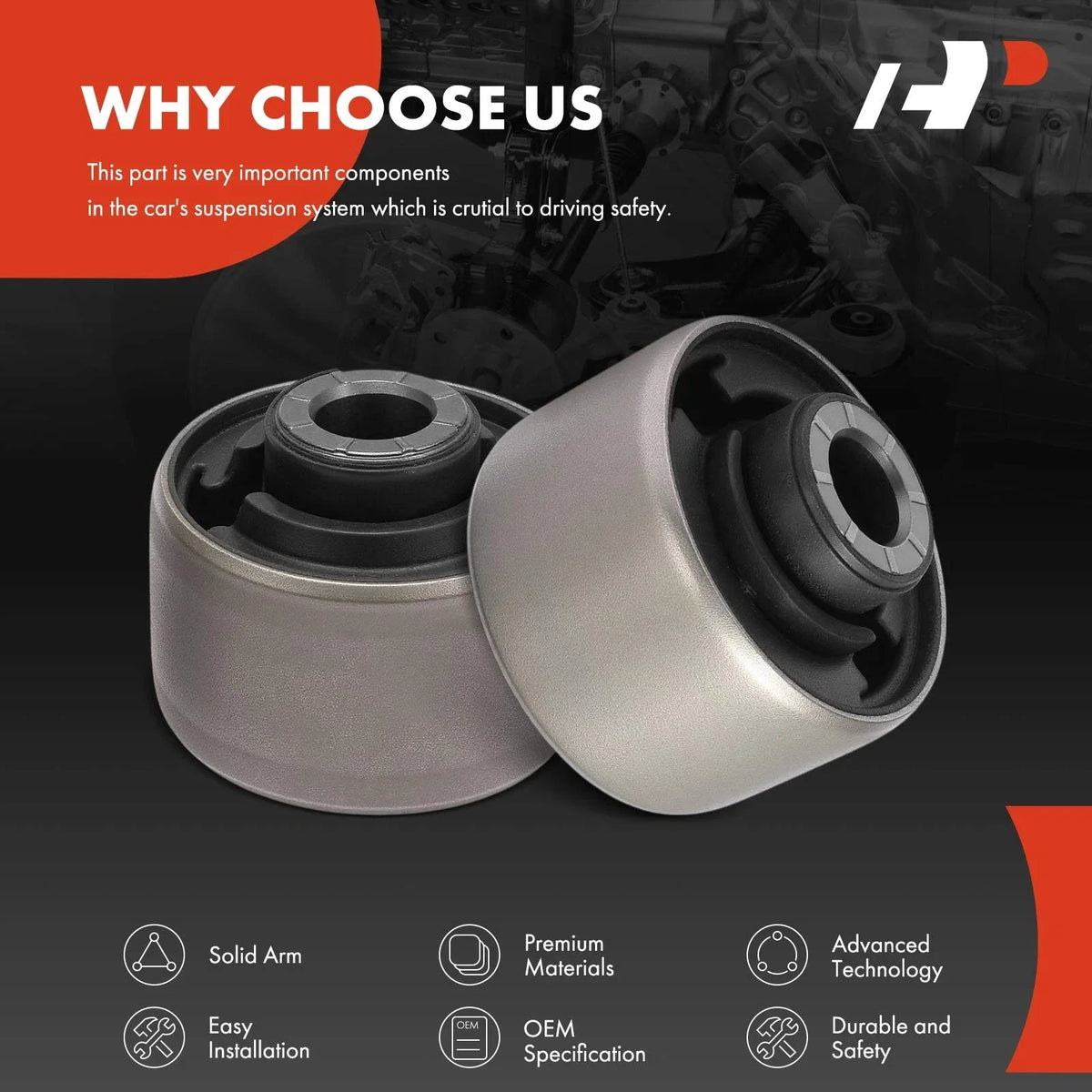 Front Control Arm Bushings (2X) for Ford Fusion 2013 to 2020