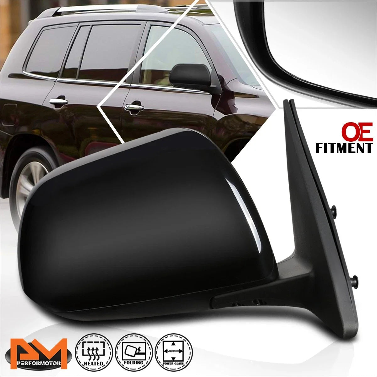 Replacement Powered Heated Side Mirror for 2008-2013 Highlander