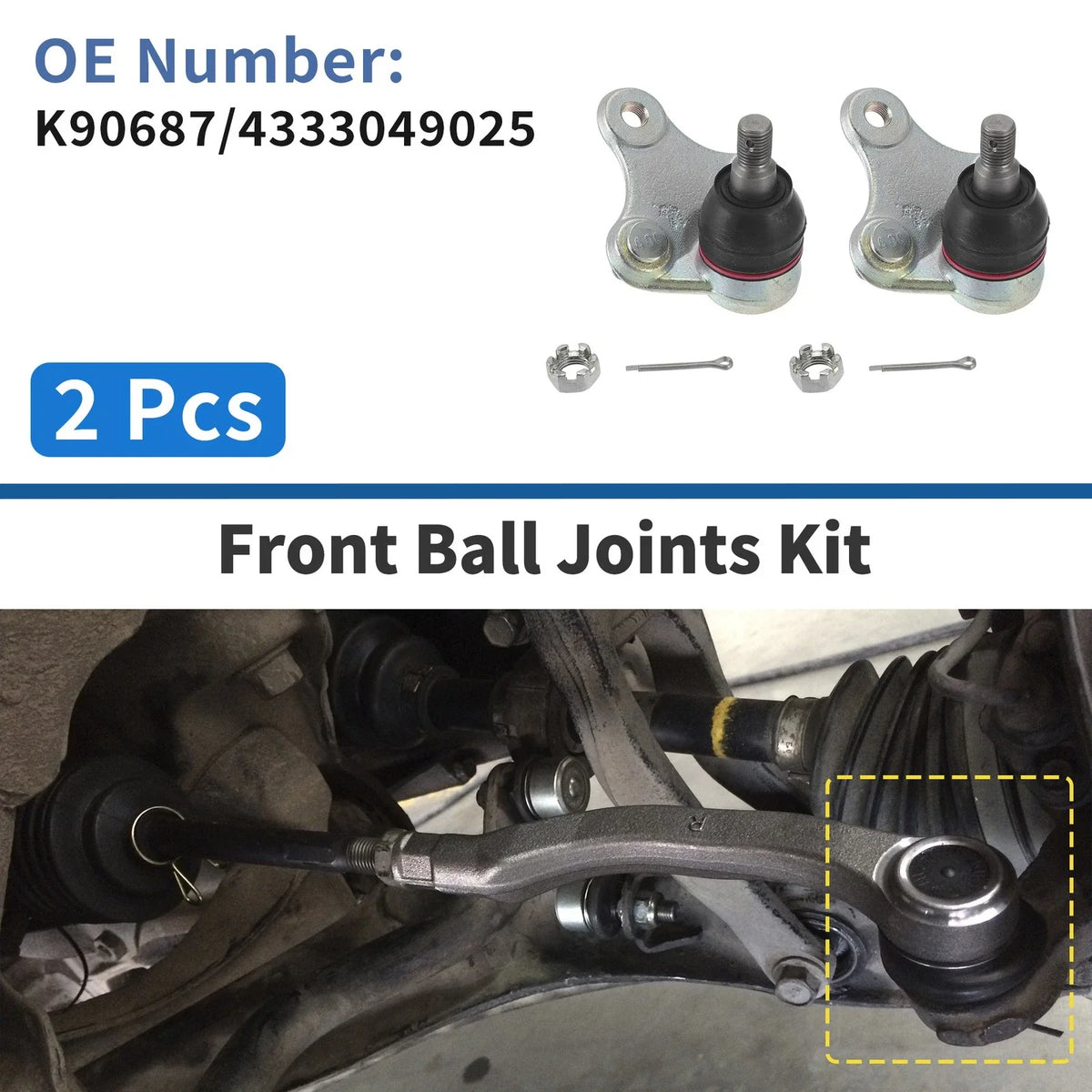 2X Front Lower Ball Joints for Toyota RAV4 (1996–2000) No.K90687/4333049025