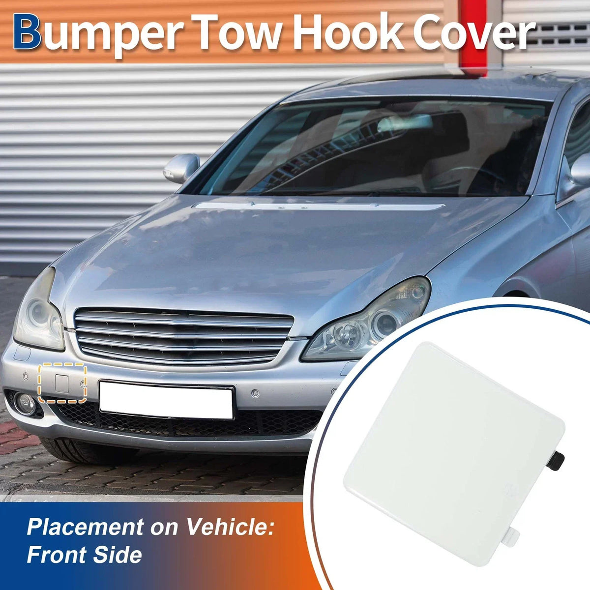 Tow Hook Cover for Front Bumper - White, Fits Mercedes-Benz 2010-2015