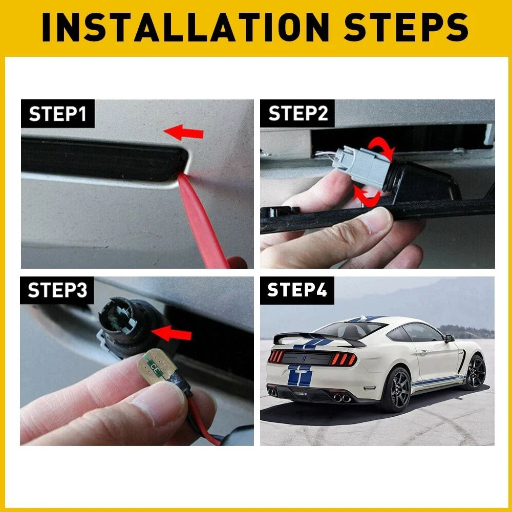 Rear Bumper Smoked Lens LED Side Marker Lights for 2015-2022 Ford Mustang