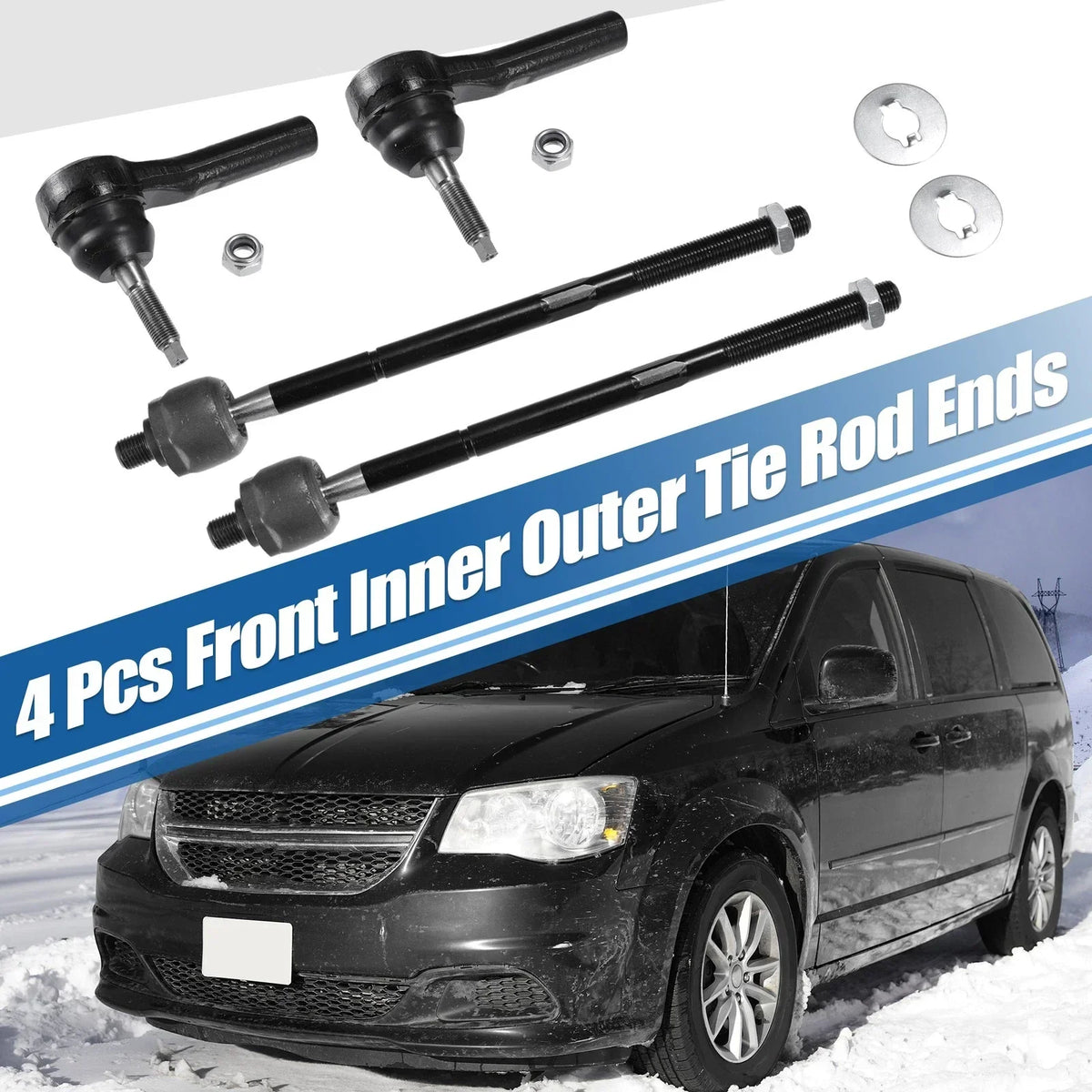 4 x Tie Rod End Links Inner Outer for Dodge Caravan Suspension